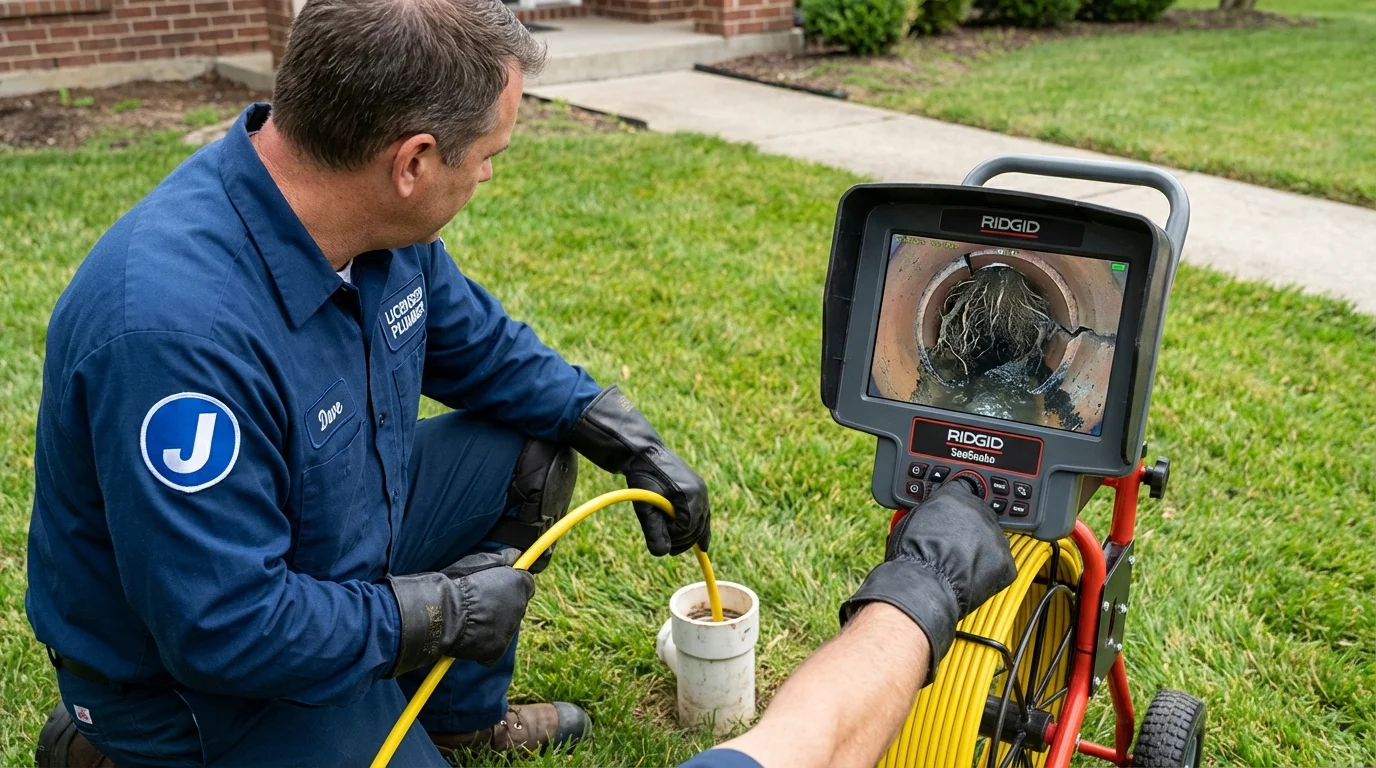 Sewer camera inspection being performed by Johns Plumbing LLC in Oneonta